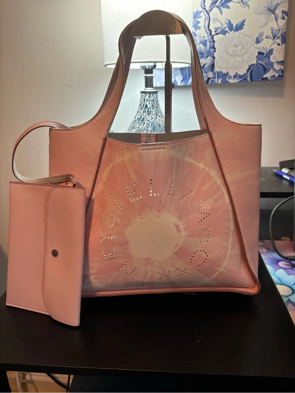Authentic Stella McCartney Stella Logo Tie-Dye Tote Bag w/ Matching Pouch